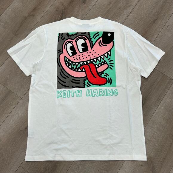 Shoe Palace Keith Haring Montreux 1983 White Tee T Shirt Size Large L B6 - Picture 4 of 5